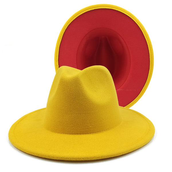 Two toned Hat fedoras top hat unisex hat fedora cap fedoras  lime green felt hat unisex event hat fashion hat orange hat