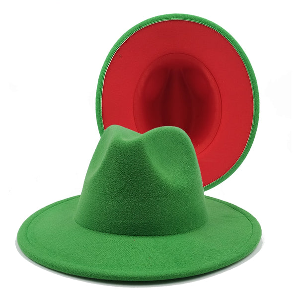 Two toned Hat fedoras top hat unisex hat fedora cap fedoras  lime green felt hat unisex event hat fashion hat orange hat