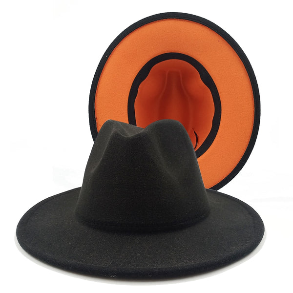 Two toned Hat fedoras top hat unisex hat fedora cap fedoras  lime green felt hat unisex event hat fashion hat orange hat