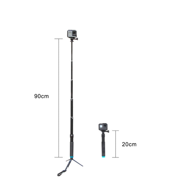 TELESIN 90cm Selfie Stick with Aluminum Alloy Tripod for Gopro Hero 11 10 9 8 7 5 DJI Osmo Action 3 Action Camera Smart Phone