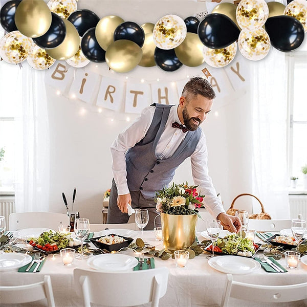 120pc set Black Gold Balloon Arch Confetti Latex Balloon 30th 40th Birthday Party Decorations Adults Baby Shower decorations