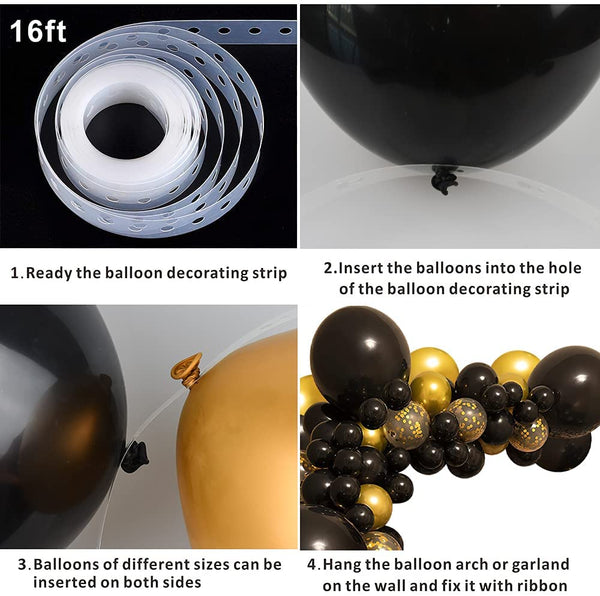 120pc set Black Gold Balloon Arch Confetti Latex Balloon 30th 40th Birthday Party Decorations Adults Baby Shower decorations