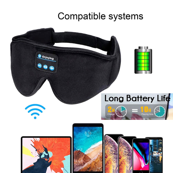 New 3D wireless music headphone sleep breathable smart eye mask Bluetooth headset call with mic for IOS/Android/Mac