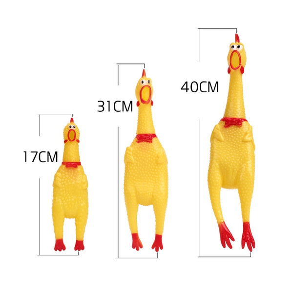 New Pets Dog Squeak Toys Screaming Chicken Squeeze Sound Dog Chew Toy Durable Funny Yellow Rubber Vent Chicken 17CM 31CM 40CM