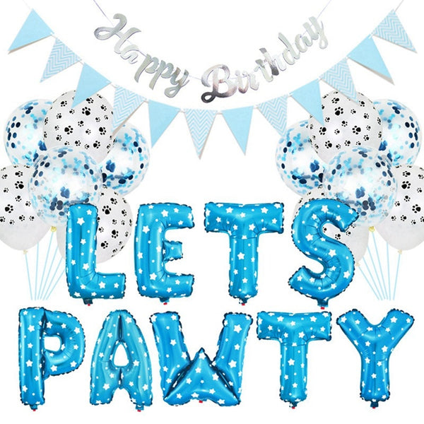 Pet Dog Blue Happy Birthday Banners Set
