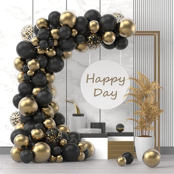 120pc set Black Gold Balloon Arch Confetti Latex Balloon 30th 40th Birthday Party Decorations Adults Baby Shower decorations