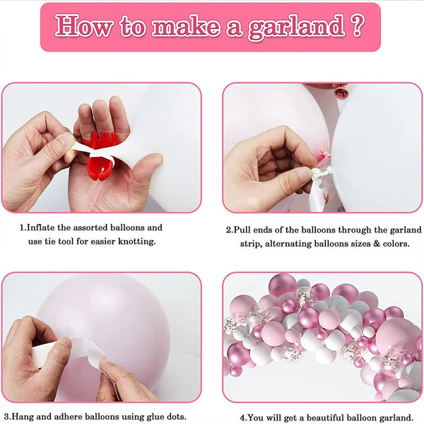 1set Metallic Balloon Garland Arch Kit Welcome Baby Shower Girl Baptism Rose Gold Confetti Birthday Party Decoration