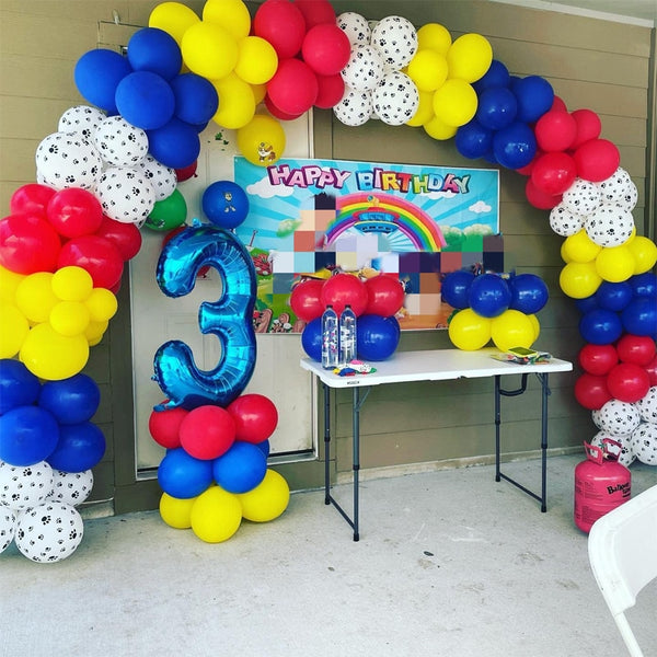 Red Yellow Blue Balloon Garland Arch Kit Barking Team Dog Patrol Birthday Decoration Theme Kids Birthday Parties Decorations Boy