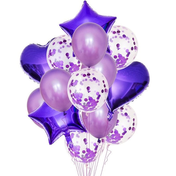 14Pcs Multi Confetti Balloons