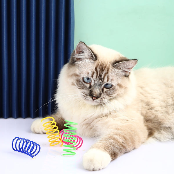 4/20pcs Kitten Cat Toys Wide Durable Heavy Gauge Cat Spring Toy Colorful Springs Cat Pet Toy Coil Spiral Springs Pet Life