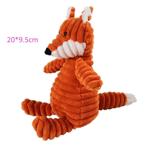 Plush Dog Toy Animals Shape Bite Resistant Squeaky Toys Corduroy Dog Toys for Small Large Dogs Puppy Pets Training Accessories