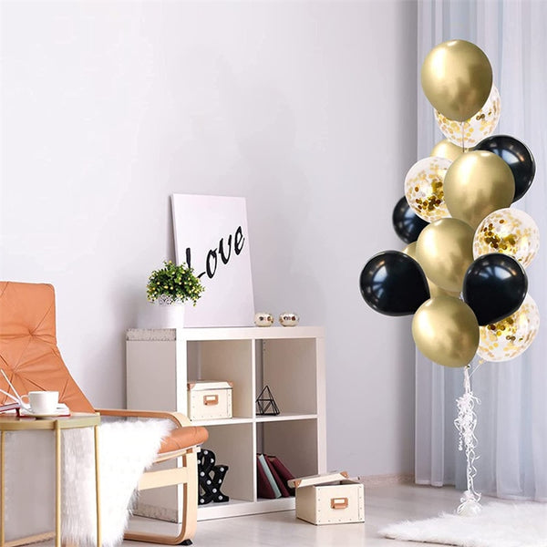 120pc set Black Gold Balloon Arch Confetti Latex Balloon 30th 40th Birthday Party Decorations Adults Baby Shower decorations