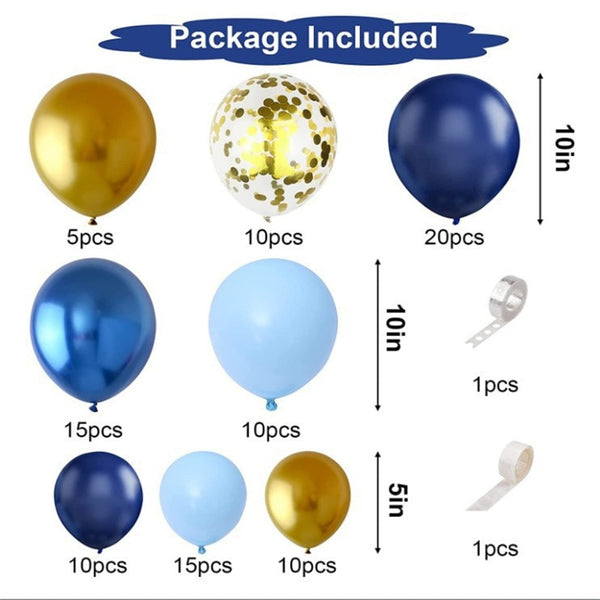 1set Blue Metallic Balloons Garland Kit Gold Confetti Boy Adult Balloon Arch Birthday Baby Shower Wedding Party Decorations