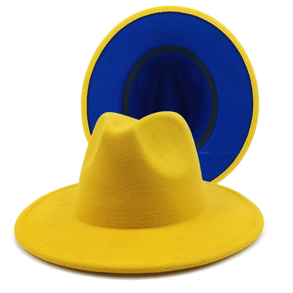 Two toned Hat fedoras top hat unisex hat fedora cap fedoras  lime green felt hat unisex event hat fashion hat orange hat