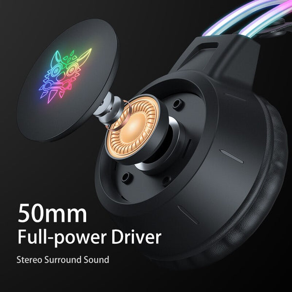 ONIKUMA X15 Pro Over-Ear Headphones Gaming Headset Wired Cancelling Earphones Pink Cat Ears Rgb Light With Mic For PC/PS/XBOX