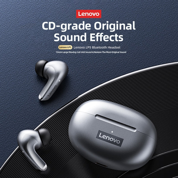 100% Original Lenovo LP5  Wireless Bluetooth Earbuds HiFi Music Earphone With Mic Headphones Sports Waterproof Headset