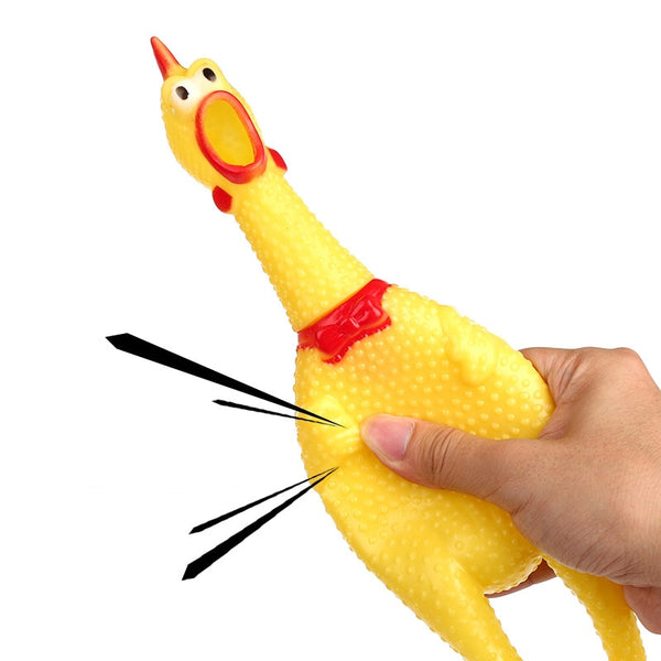 New Pets Dog Squeak Toys Screaming Chicken Squeeze Sound Dog Chew Toy Durable Funny Yellow Rubber Vent Chicken 17CM 31CM 40CM