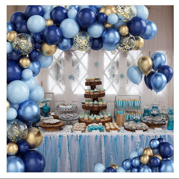 1set Blue Metallic Balloons Garland Kit Gold Confetti Boy Adult Balloon Arch Birthday Baby Shower Wedding Party Decorations