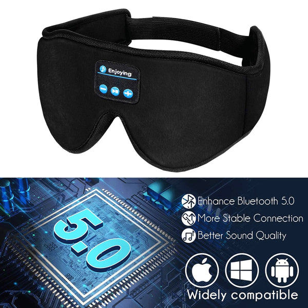 New 3D wireless music headphone sleep breathable smart eye mask Bluetooth headset call with mic for IOS/Android/Mac