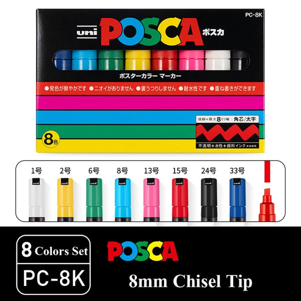 Uni Posca Acrylic Paint Drawing Markers Set, Mitsubishi Poster Art Pens Extra Fine Point PC-3M PC-1M PC-5M Assorted Colors