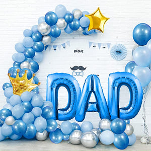 Fathers Day Balloons 65 PCS Blue and Silver