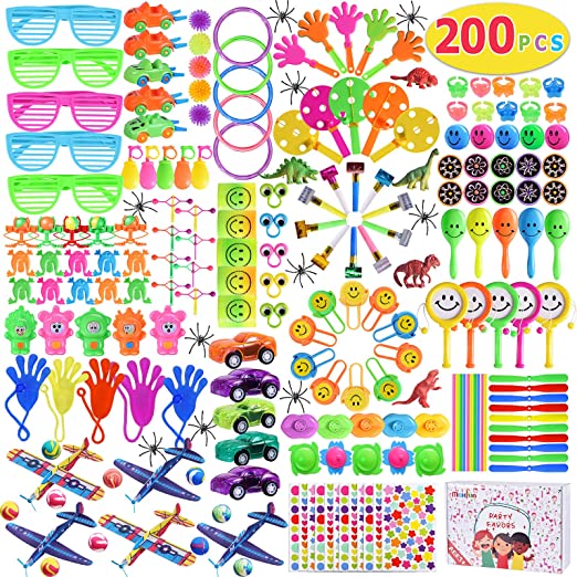Max Fun 200pcs Party Toys Assortment Party Favors for Kids Birthday Carnival Prizes Box Goodie Bag Fillers Classroom Rewards Pinata Filler Toys Treasure Box