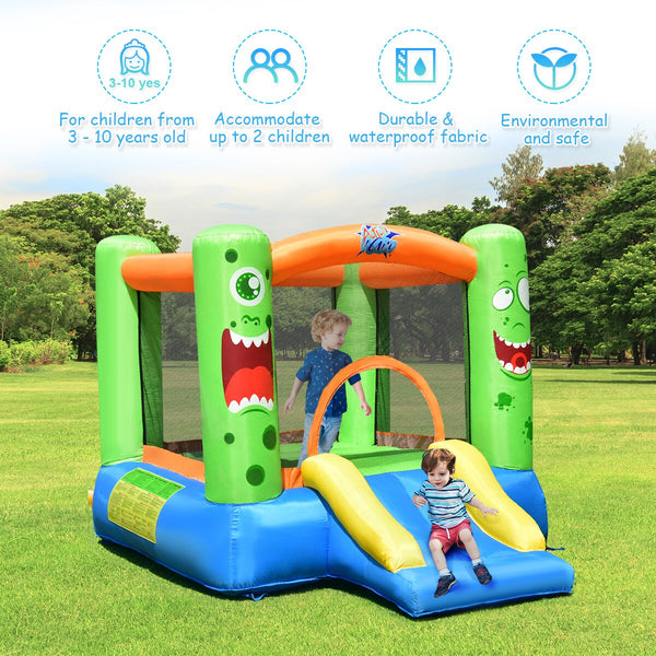 Inflatable Castle Bounce House Jumper Kids Playhouse with Slider and 480W Blower