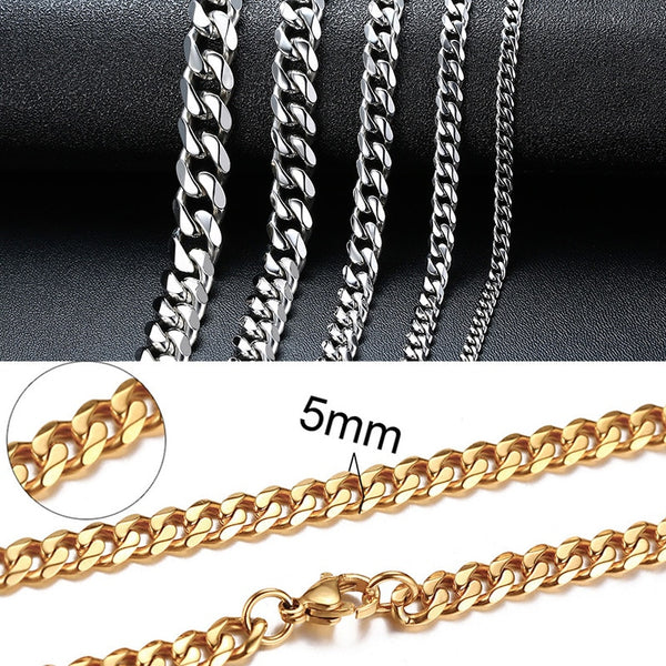 5mm Vnox Cuban Chain Necklace for Men Women, Basic Punk Stainless Steel Curb Link Chain Chokers,Vintage Gold Tone Solid Metal Collar
