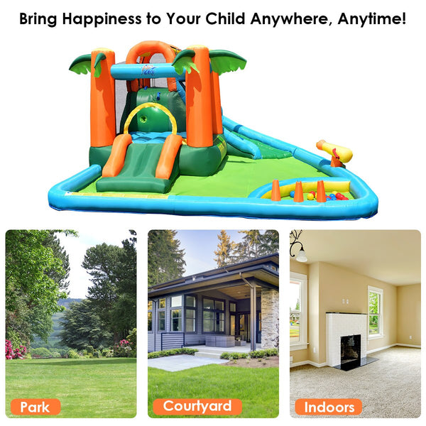 Inflatable Bounce House Jump Bouncer Kids Water Park Splash Play Center w/Blower