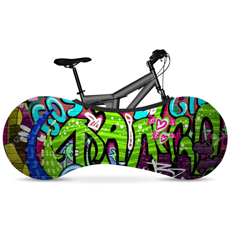 HSSEE graffiti series elastic bicycle indoor dust cover elastic fabric bicycle tire cover 700c