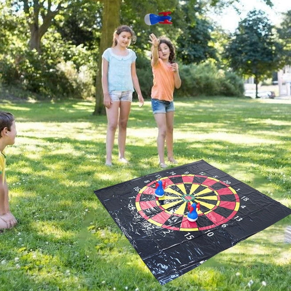 Outdoor Lawn Game for Family Kids Inflatable Dart Games Backyard Toys with 3 Tumbler Darts Play Mat Sports Activities Child Gift