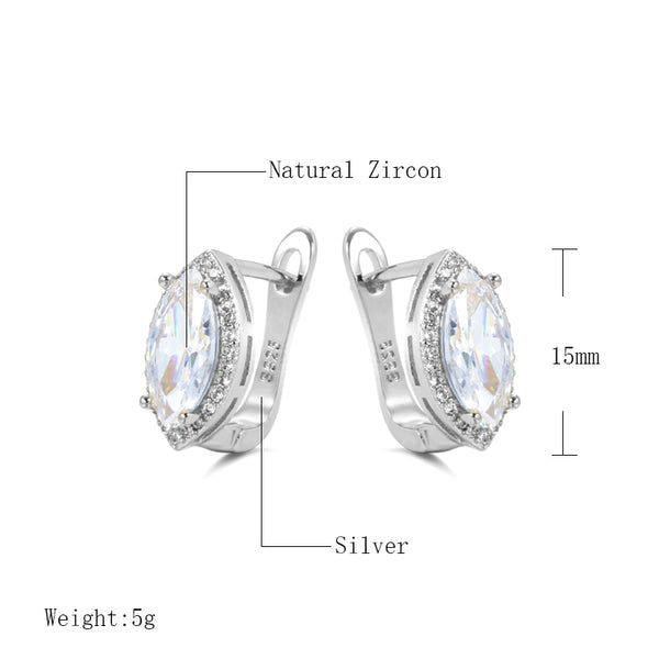 Kinel Luxury Natural Zircon Stud Earrings For Women Fashion 925