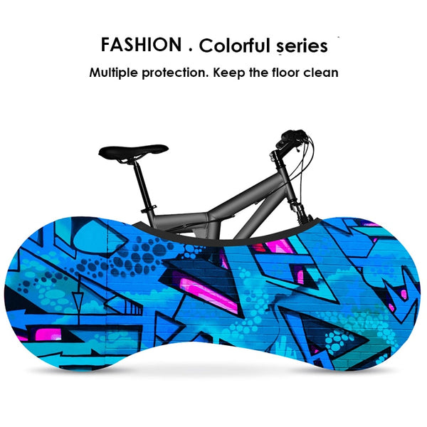 HSSEE graffiti series elastic bicycle indoor dust cover elastic fabric bicycle tire cover 700c