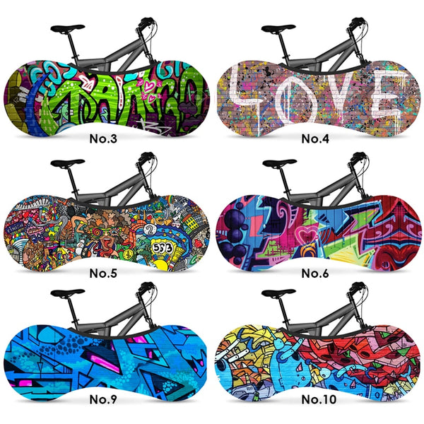 HSSEE graffiti series elastic bicycle indoor dust cover elastic fabric bicycle tire cover 700c