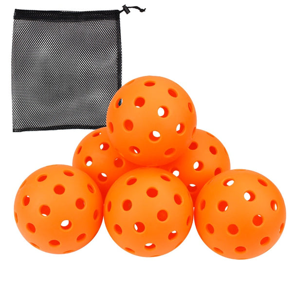 Pickleball Ball Set 74mm 40 Holes Outdoor Pickleball Balls for Standard Pickleball Sport Training Practice 6pcs/Bag in Mesh Bag