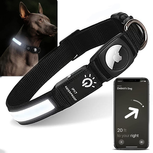 For Apple Airtag GPS Finder WaterProof Led Dog Collar  Light USB Chargeable Swimming At Night For Apple Air Tag Tracker Case