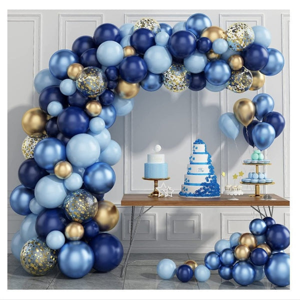 1set Blue Metallic Balloons Garland Kit Gold Confetti Boy Adult Balloon Arch Birthday Baby Shower Wedding Party Decorations