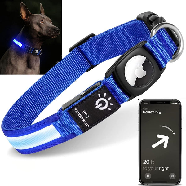 For Apple Airtag GPS Finder WaterProof Led Dog Collar  Light USB Chargeable Swimming At Night For Apple Air Tag Tracker Case