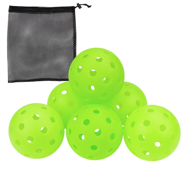 Pickleball Ball Set 74mm 40 Holes Outdoor Pickleball Balls for Standard Pickleball Sport Training Practice 6pcs/Bag in Mesh Bag