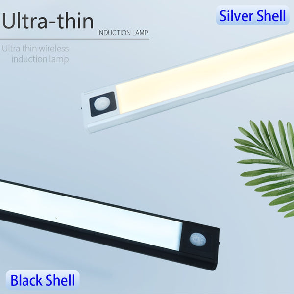 Ultra-thin LED Light Cabinet Lighting PIR Motion Sensor led USB Rechargeable Black Aluminum Kitchen Cabinets Lights Lighting LED