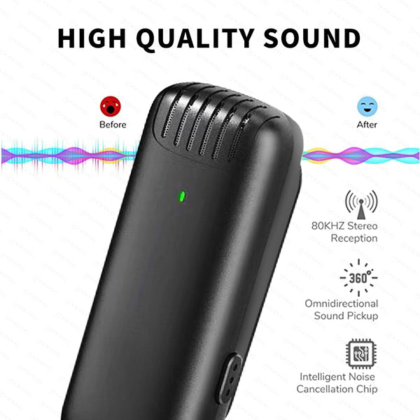 Wireless Lapel Microphone Lavalier Mic Noise Reduction Live Interview Mobile Phone Recording for iPhone Type C with Charging Box