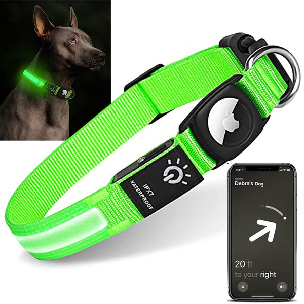 For Apple Airtag GPS Finder WaterProof Led Dog Collar  Light USB Chargeable Swimming At Night For Apple Air Tag Tracker Case