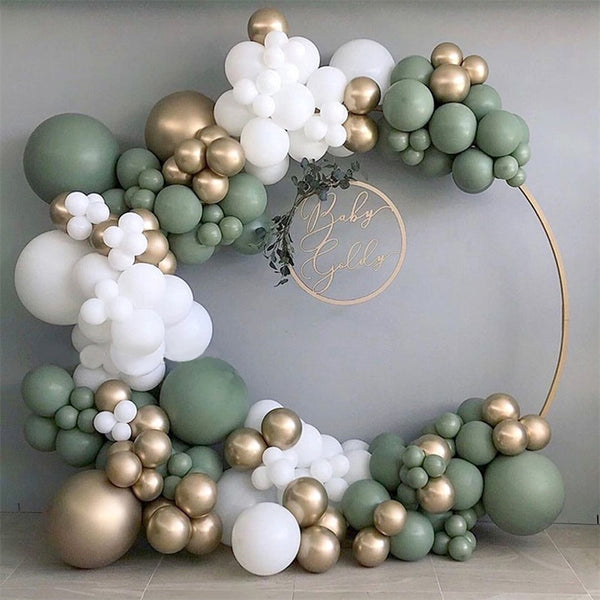 137pcs Green Sage Balloon Arch Kit Garland Wedding Decoration Matte White Balloons Birthday Party Baby Shower Decor