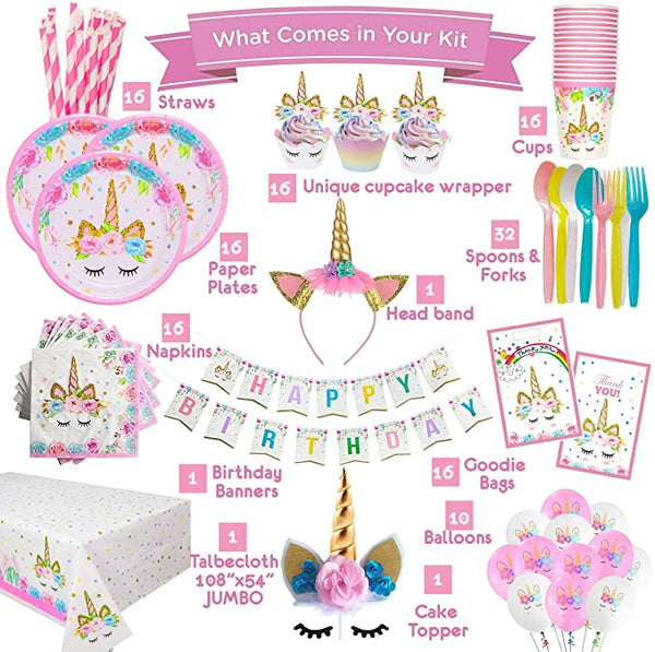 Ultimate Unicorn Party Supplies and Plates for Girl Birthday | Best Value Unicorn Party Decorations Set for Creating Unicorn Theme Party