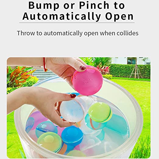 Magnetic Reusable Water Balloons Water Bombs Splash Balls for Toddler Pool Waterfall Ball Toy Quick Fill Self Sealing Refillable Soft Silicone Water Ball, Outside Pool Beach Water Fight Game