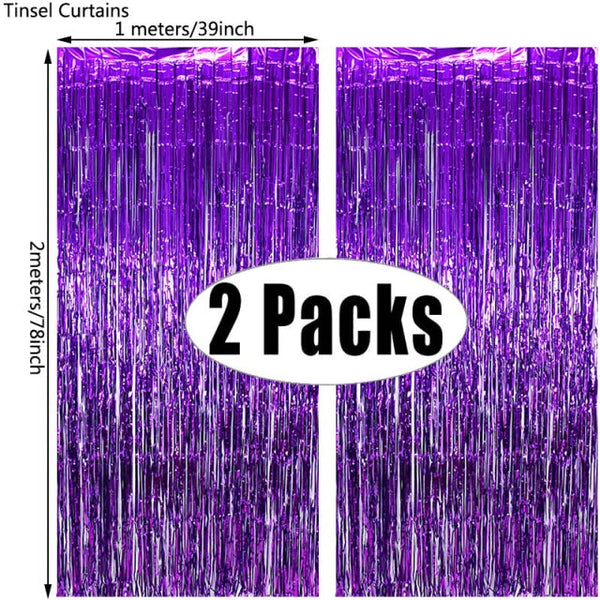 2Pack Party Backdrop Metallic Foil Tinsel Curtain
