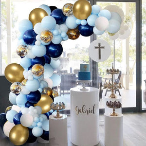 94 pcs Blue Theme with Confetti Balloon Garland Arch Kit