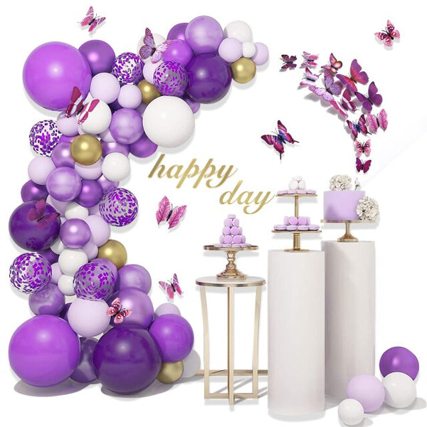 107pcs Purple themed Balloon Garland Arch Kit with butterflies